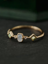 14K Solid Gold Verdelis Opal & Peridot Ring - CAMELLIA 3.5